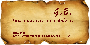 Gyorgyovics Barnabás névjegykártya